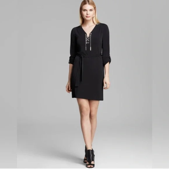 green emerald velvet dress Michael Michael Kors - Black Sequin Lace Dress w/ Nude Lining Sz XXS